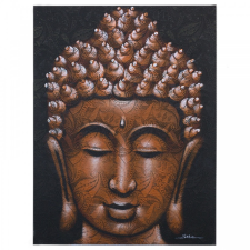 Buddha Festmény - Réz Brokát Hatás grafika, keretezett kép