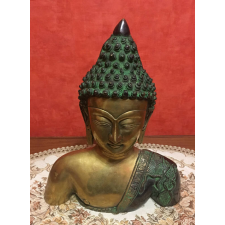  Buddha réz mellkas szobor, fekete-réz - 28 cm dekoráció