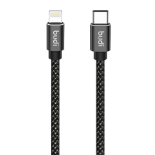Budi 206TL10 USB-C apa - Lightning apa 2.0 Adat és töltőkábel - Fekete (1m) kábel és adapter