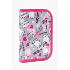 BUDMIL 10120083 egyrekeszes rózsaszín-szürke mintás tolltartó tolltartó