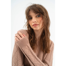 BUDMIL Környakú kötött pulóver Női S bézs 20050820-001252-0299 női pulóver, kardigán