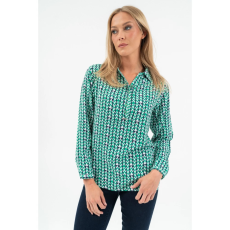 BUDMIL Lezser fazonú blúz Női L zöld-fehér 20770077-002252-0499