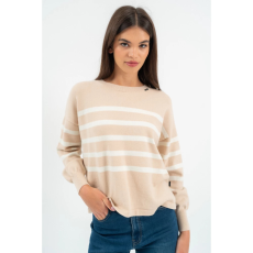 BUDMIL Lezser kötött pulóver Női XS bézs-fehér 20050826-001252-0199