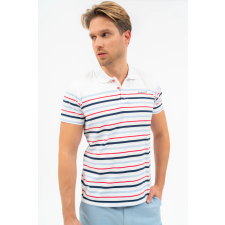 BUDMIL Modern fit galléros póló Férfi M fehér-s.kék 20730267-001251-0399 férfi póló