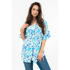 BUDMIL Rövid ujjú blúz Női S fehér-kék 20770075-001251-0299