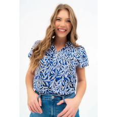 BUDMIL Rövid ujjú blúz Női XL kék-fehér 20770073-002251-0599