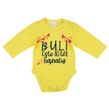  "Buli este 10-től hajnalig" feliratos baba body sárga kombidressz, body