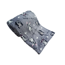  Bulldog mintás wellsoft pléd, 200 x 230 cm, szürke szállítóbox, fekhely kutyáknak