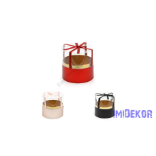 Búrás metál henger doboz 13x13cm - Rosegold dekorációs kellék