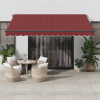  burgundi vörös kézzel kihúzható LED-es napellenző 400 x 300 cm