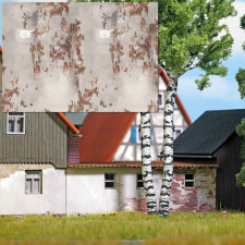  Busch Dekorlap: Omladozó vakolatú téglafal (2 db) 210x148 mm (7438) tapéta, díszléc és más dekoráció