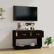 Bútor Market Fekete tömör fenyőfa tv-szekrény 90x40x602 cm bútor