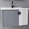  Bútorkészlet fürdőszobába MYKONOS, mosdószekrény + tükörszekrény 60 cm, 2 darab, szürke és fehér