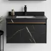  Bútorkészlet MARBLE fürdőszobához, mosdószekrény + tükörszekrény 80 cm, 2 darab, fekete