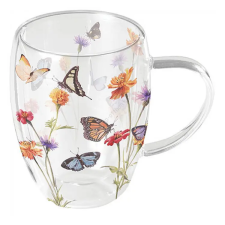  Butterfly garden duplafalú üveg bögre 350ml bögrék, csészék