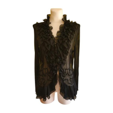  C&A fekete fodros női blúz (méret: 44/L)