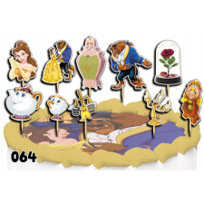  CAKE TOPPERS DECORATION SET - BEAUTIFUL AND BEAUTIFUL TALE 10db. party kellék