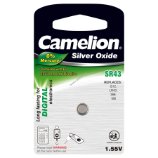 Camelion ezüstoxid-gombelem, óraelem SR43 /G12/LR43/186 /386 1db/csom. gombelem