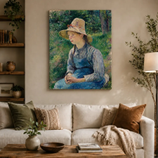  Camille Pissarro - Parasztlány szalmakalapban vászonkép dekoráció