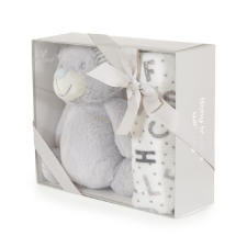 Cangaroo Babatakaró díszdobozban, plüss játékkal - Szürke Maci babaágynemű, babapléd