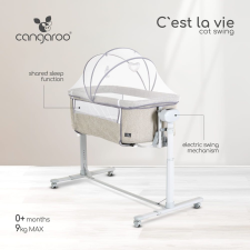 Cangaroo Cest la vie babaöböl távirányítóval, ringató funkcióval vszürke MBN-111853 kiságy, babaágy