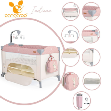  Cangaroo Indiana 2 szintes utazóágy tároló rekesz, kistáska 14kg pink utazóágy