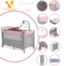 Cangaroo Once upon3 2 szintes utazóágy zenélő játékkal, pelenkázós Pink utazóágy