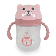 Cangaroo Training Cup with Straw Berry szívószálas pohár 240 ml 6hó+ rózsaszín itatópohár