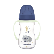 Canpol babies Anti-kólikás cumisüveg világító fogantyúval EasyStart SLEEPY KOALA 240ml kék cumisüveg