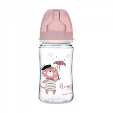 Canpol babies EasyStart anti-colic széles cumisüveg Bonjour Paris, 240 ml, 3 hó+ (rózsaszín) cumisüveg
