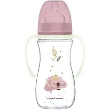 Canpol Babies Sleepy Koala EasyStart kólika elleni cumisüveg 300 ml, rózsaszín cumisüveg