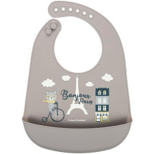 Canpol Babies szilikon előke zsebbel, Bonjour Paris, bézs színben előke
