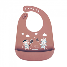 Canpol babies Szilikonos előke zsebbel Bonjour Paris, 4 hó+ (pink) babaétkészlet