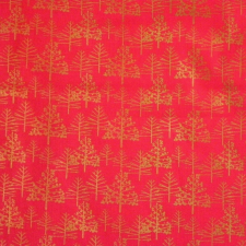 Canvas FENYŐERDŐ, karácsonyi mintás pamutvászon - piros karácsonyi textilia