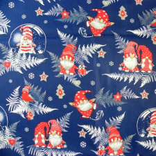 Canvas Manócskák, extra széles, karácsonyi mintás pamutvászon - kék karácsonyi textilia
