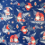 Canvas Manócskák, extra széles, karácsonyi mintás pamutvászon - kék