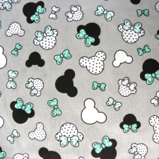 Canvas Menta masnis Minnie fej kismintás extra széles pamutvászon, szürke méteráru