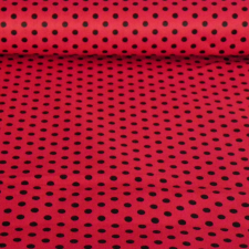 Canvas Piros, fekete pöttyös pamut vászon méteráru