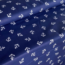 Canvas SAILOR, horgony mintás pamutvászon - sötétkék méteráru
