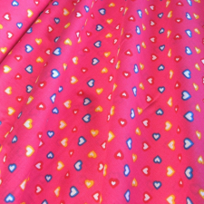 Canvas SZIVI, színes szívecske mintás pamutvászon méteráru, pink méteráru