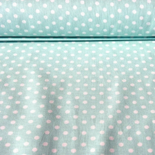 Canvas Vízkék, aqua pöttyös pamutvászon méteráru