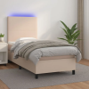  cappuccino színű műbőr rugós ágy matraccal és LED-del 100x200cm