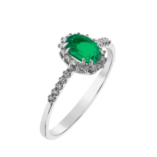 Capri Grotta Verde Smaragd és Gyémánt 14kt 0.36ct Eljegyzési gyűrű gyűrű