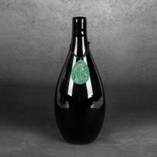  Capri üveg váza malachit medállal Fekete/zöld 15x15x38 cm dekoráció