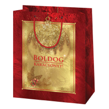 Cardex Boldog Karácsonyt feliratos, arany-piros színű nagy méretű exkluzív ajándéktáska 27x14x33cm ajándéktasak