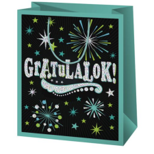 Cardex Exkluzív Gratulálok! mintás ajándéktáska 18x23x10cm ajándéktasak