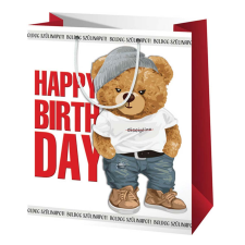 Cardex Happy Birthday! mackó mintás nagy méretű exkluzív ajándéktáska 27x14x33cm-es ajándéktasak