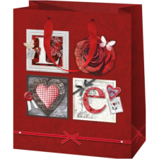 Cardex LOVE rózsa mintás nagy méretű exkluzív ajándéktáska 27x14x33cm-es ajándéktasak