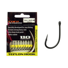 Carp Academy XS-1 pontyozó - bojlis horog, teflon, matt fekete, #6, 10db horog