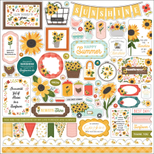 Carta Bella Sunflower Summer Matrica 12" (30 cm) Cardstock Stickers (1 ív) matrica